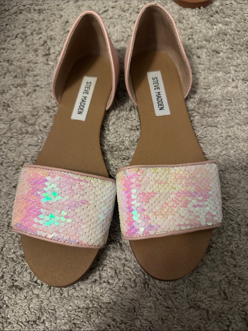 Steve Madden Pink Iridescent Sequin D'Orsay Sandals